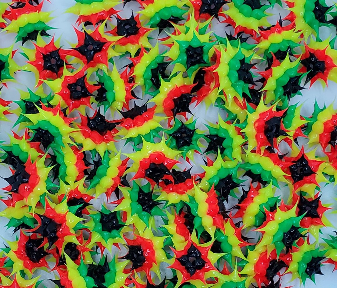 8mm Rasta Rubber Spike Beads Set of 10 Etsy