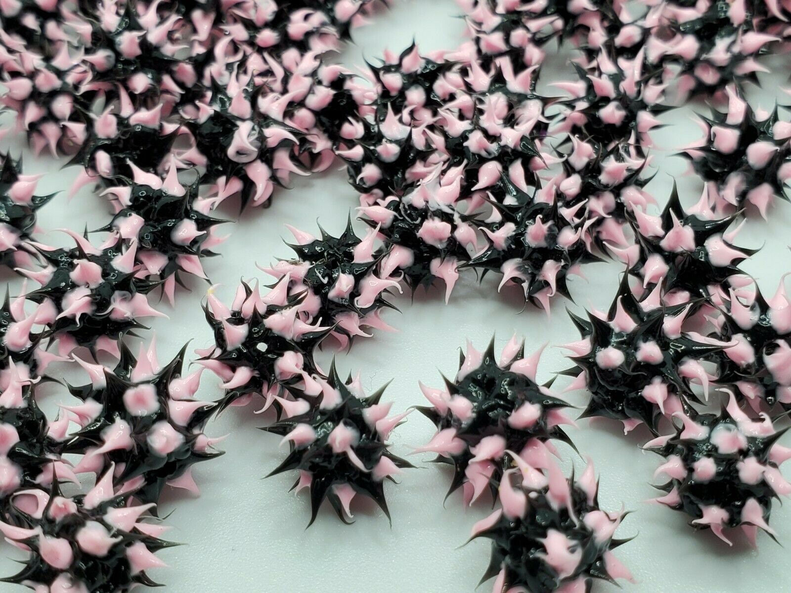 6mm Pink & Black Rubber Spike Beads Set of 10 Etsy