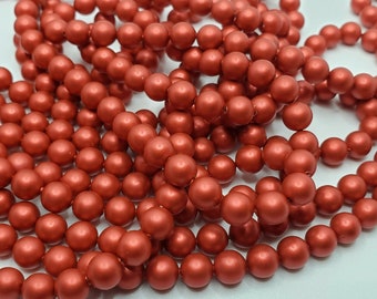 6mm Round Swarovski Rouge (Red) Pearls (5810) Package of 50