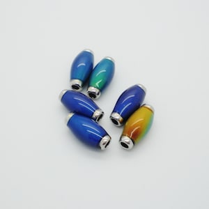 12x5mm Acrylic & Imitation Rhodium-plated Brass Color-changing Round Tube Beads - Package of 6