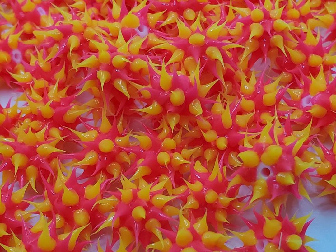 8mm Pink & Yellow Rubber Spike Beads Set of 10 Etsy