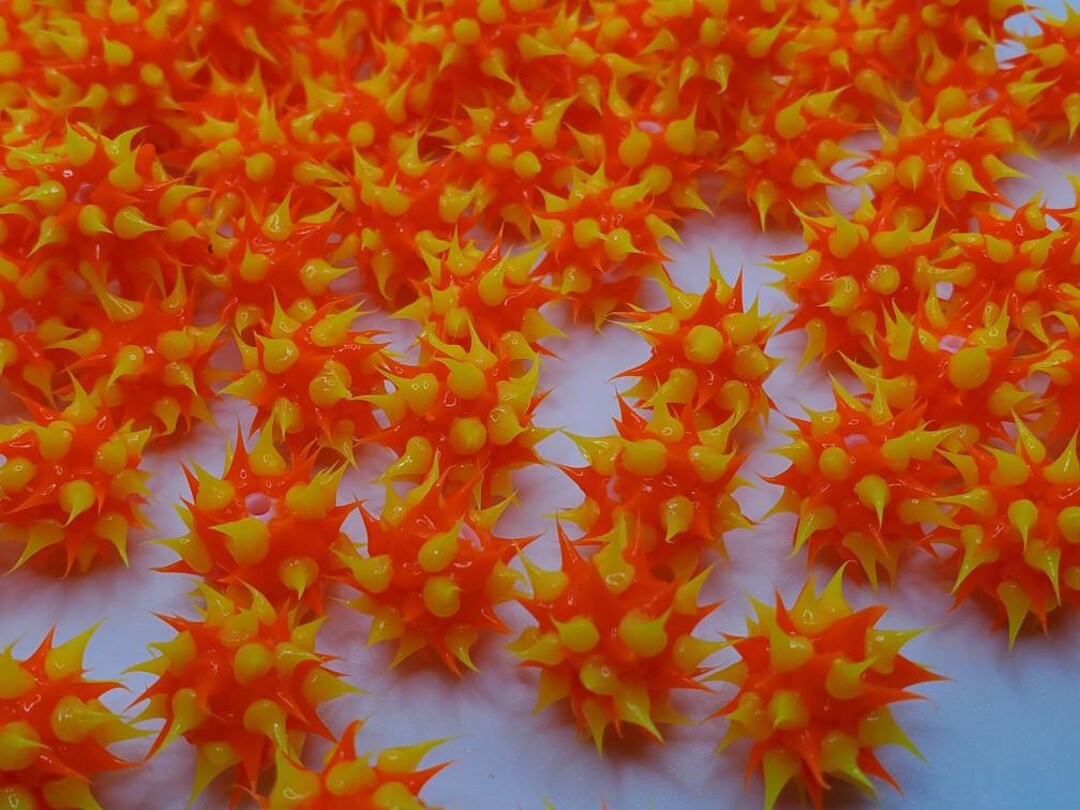 8mm Orange & Yellow Rubber Spike Beads Set of 10 Etsy