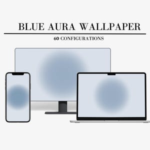 Paquete de 60 fondos de pantalla Blue Aura: fondos de pantalla estéticos para MacBook, ordenador, portátil, iMac, iPhone y iPad / Fondos en tonos pastel suaves