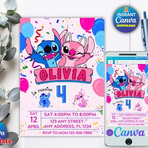 Invitation d'anniversaire de point et ange, invitation d'anniversaire modifiable, invitation de fille de point et ange, Evite d'anniversaire d'enfants, téléchargement immédiat