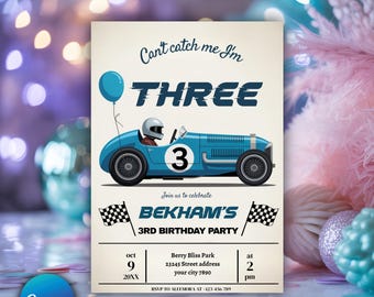 Editable Race Car 3rd Birthday Invitation • Red Car Birthday Party Template_Digital Invite_Instant Download_Canva Editable Birthday Invite