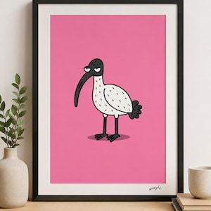 Bin Chicken Blues. Poster. Digital art print. Funny and quirky artwork.