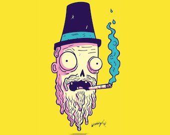 Blazed & Bearded. V3. Digital artwork. Printable Digital download.