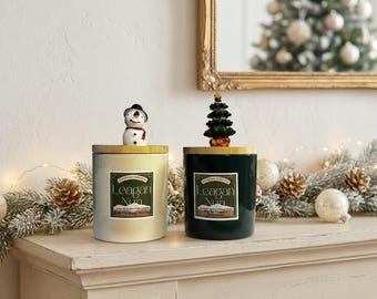 Leagan Nua Christmas Collection — 16 oz Organic Soy Wax Candle in Ceramic Mug with Topper Lid