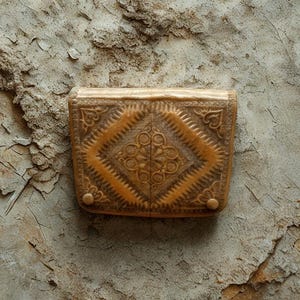 Handmade Embossed Leather Wallet – Traditional Moroccan Goat Leather Purse