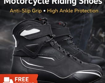 Calzado para motociclistas de hombre: botas altas de motorista con suela antideslizante.