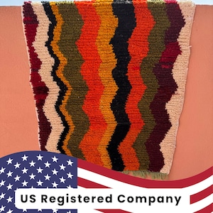 Small Moroccan Rug 2.3x4 FT – Colorful Azilal Wool Rug, Handmade Berber Shaggy Mat, Thick Soft Bath or Entryway Decor
