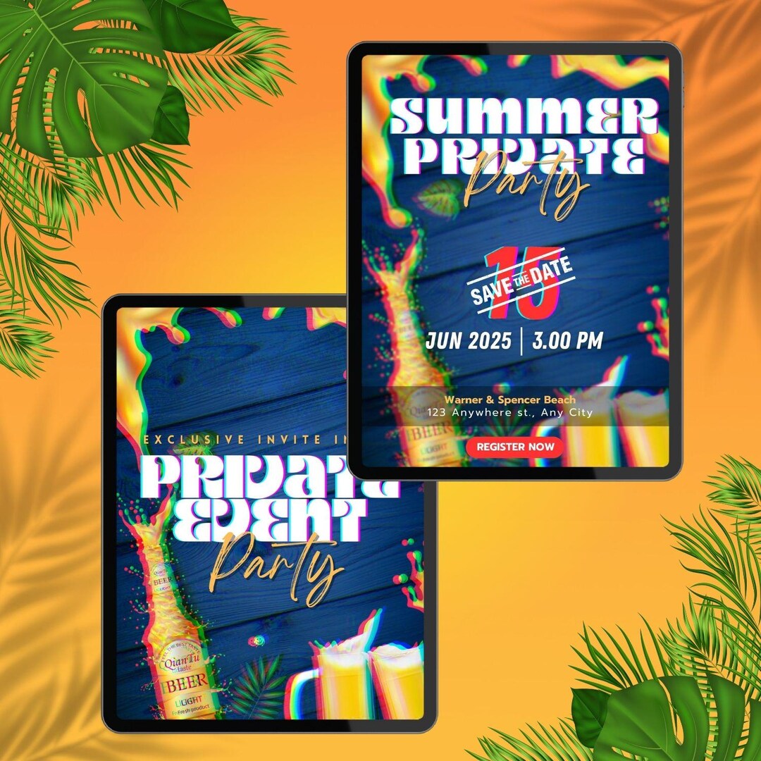 Holographic Rave Party Invitation Template | Neon EDM Party Flyer ...