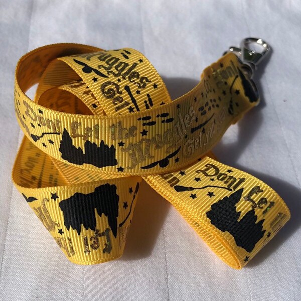 Ribbon Lanyard | HP Wizard Hufflepuff | Don't Let the Muggles Get You Down | student teacher gift party theme park cruise school