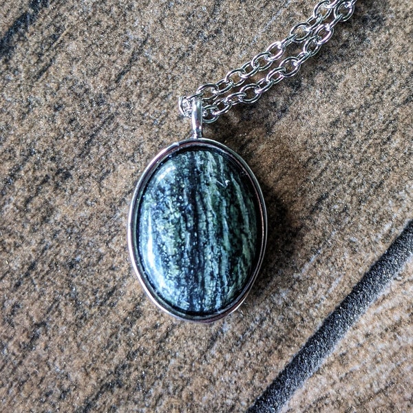 Green Zebra Jasper Necklace, Simple Crystal Necklace, Unique Crystal Jewelry, Crystals, Crystal Necklace, Grounding Crystals, Witchy, Witch