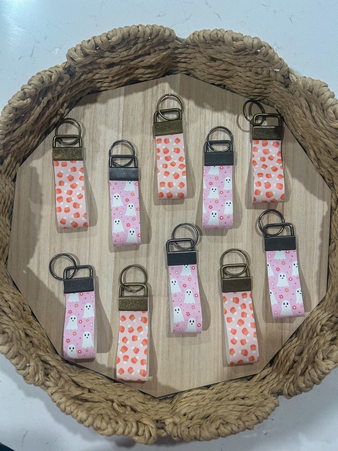 Spooky Halloween Keychain | Vegan Leather Key Fob | Cute Fall Key or ...