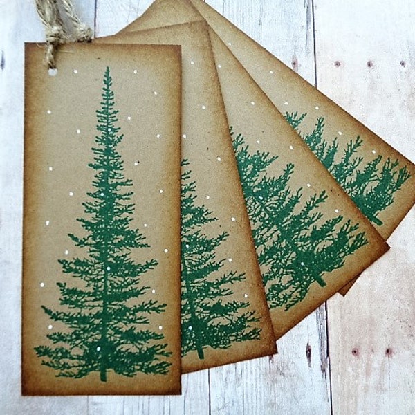 Pine Tree Gift Tags Rustic Christmas Woodland Spruce Fir Trees
