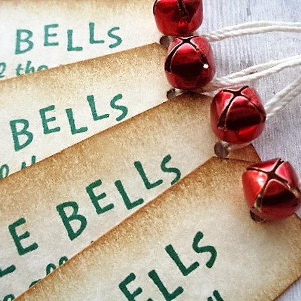 Christmas Gift Tags Rustic Vintage Style Jingle Bells