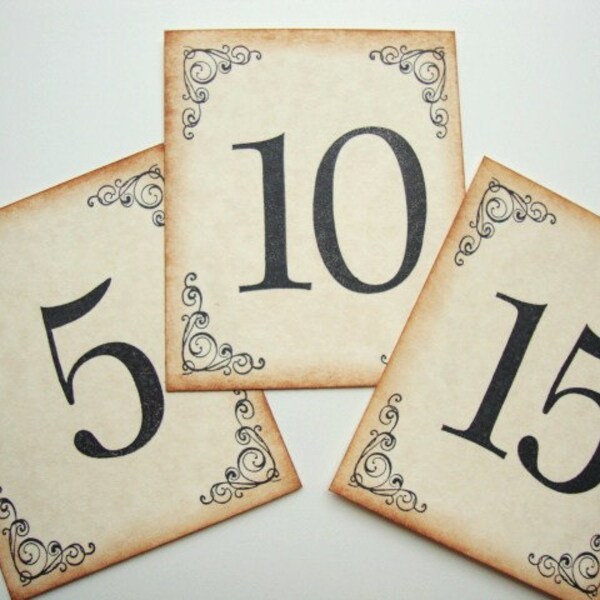 Wedding Table Numbers Vintage Style