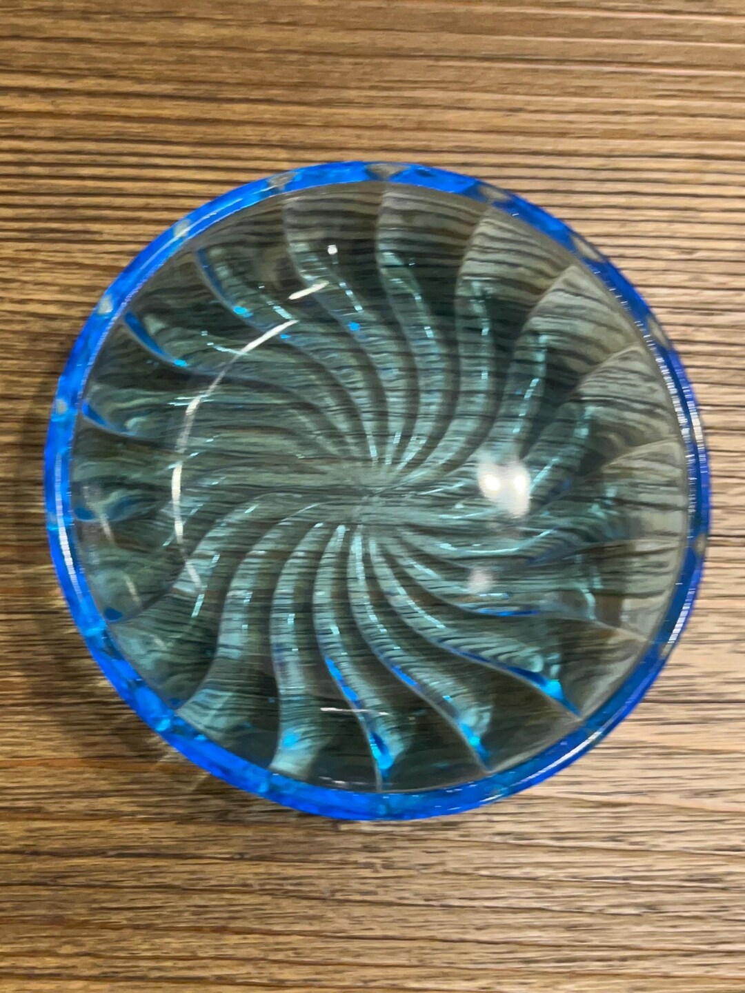 Vintage Blue Glass Swirl Pattern Trinket Dish - Etsy
