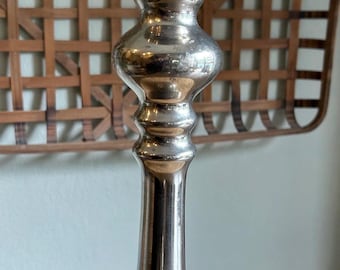 Tall Silver Tone Candlestick Holder