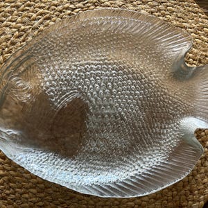 Vintage Arcoroc France Textured Clear Glass Fish Plates – Set of 6