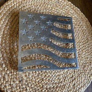 Stars & Stripes American Flag Aluminum Trivet Hot Plate Distressed Copco 7” USA