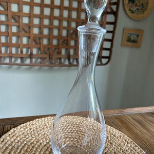 Vintage Glass Wine Decanter with Stopper, Elegant Mid-Century Modern Carafe, Vintage Barware