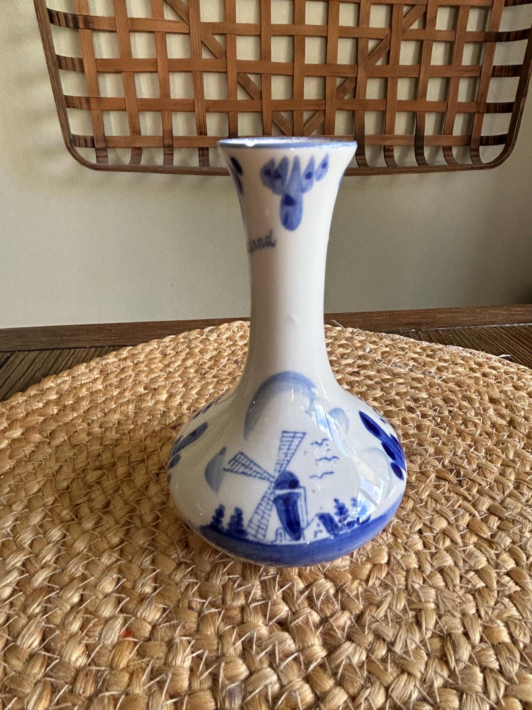 Vintage Delft Blue Holland Bud Vase With Windmill Scene | Blue & White ...