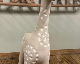 Adorable Neutral Pottery Giraffe Planter