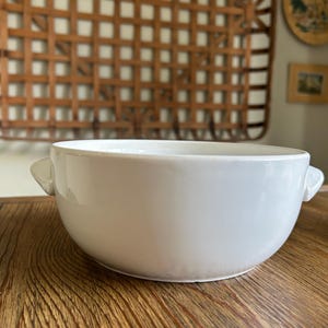 White Glazed Porcelain Handled French Bowl | Made by Pillivyte of France