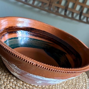 Signed 12" Oaxacan Cazuela – Handmade Red Clay Mexican Folk Art