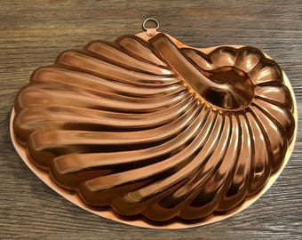 Vintage Large Copperware Nautilus Gelatin Jello Shell Mold