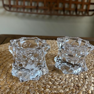 Vintage Mikasa Crystal Candlestick Holders: Sparkling Star Design, Set of 2