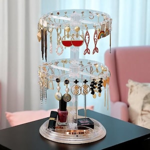 Rotating Jewelry Display Stand – High-End Earring, Necklace and Bracelet Organizer | Elegant & Functional Jewelry Rack