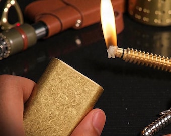 Brass Matchbox Kerosene Lighter – Retro Torch, Refillable Metal Match, Vintage Portable Gift