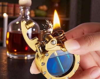 Accendino retrò in metallo trasparente con serbatoio dell'olio - Accendino a cherosene antivento, regalo unico per uomo