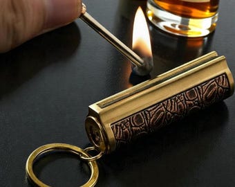 Retro Waterproof Kerosene Match Lighter, Refillable Survival Fire Starter, Camping Gift Men