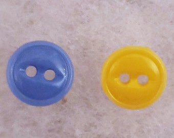 Blue or Yellow 2-Hole Buttons - 12mm or 7/16"