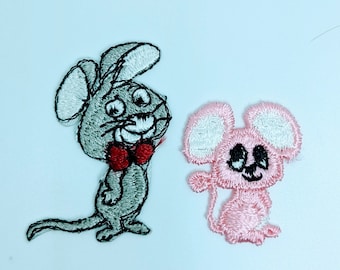 Embroidered Mouse Applique by Wrights - Iron On or Sew On Patch