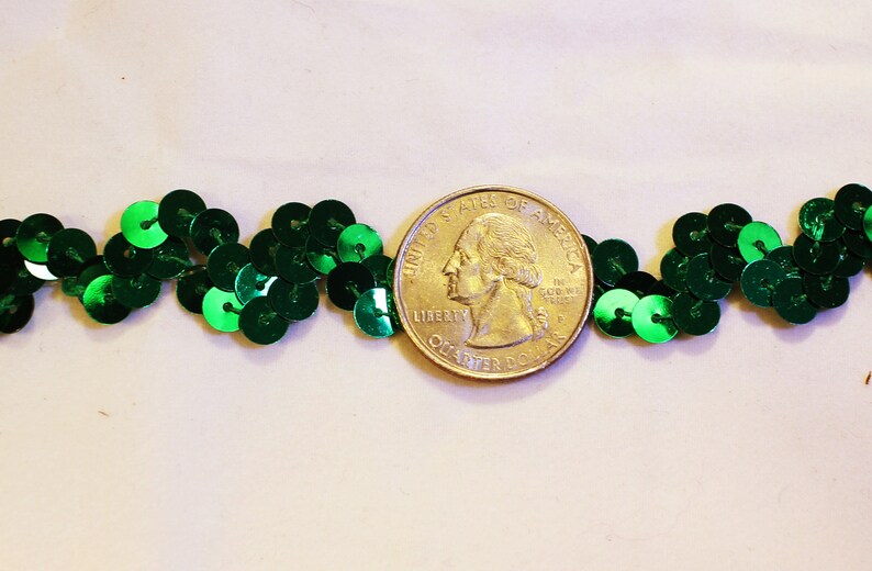 Emerald Green Sequin Stretch Ric Rac Trim 2 Yards 5/8 Wide Etsy
