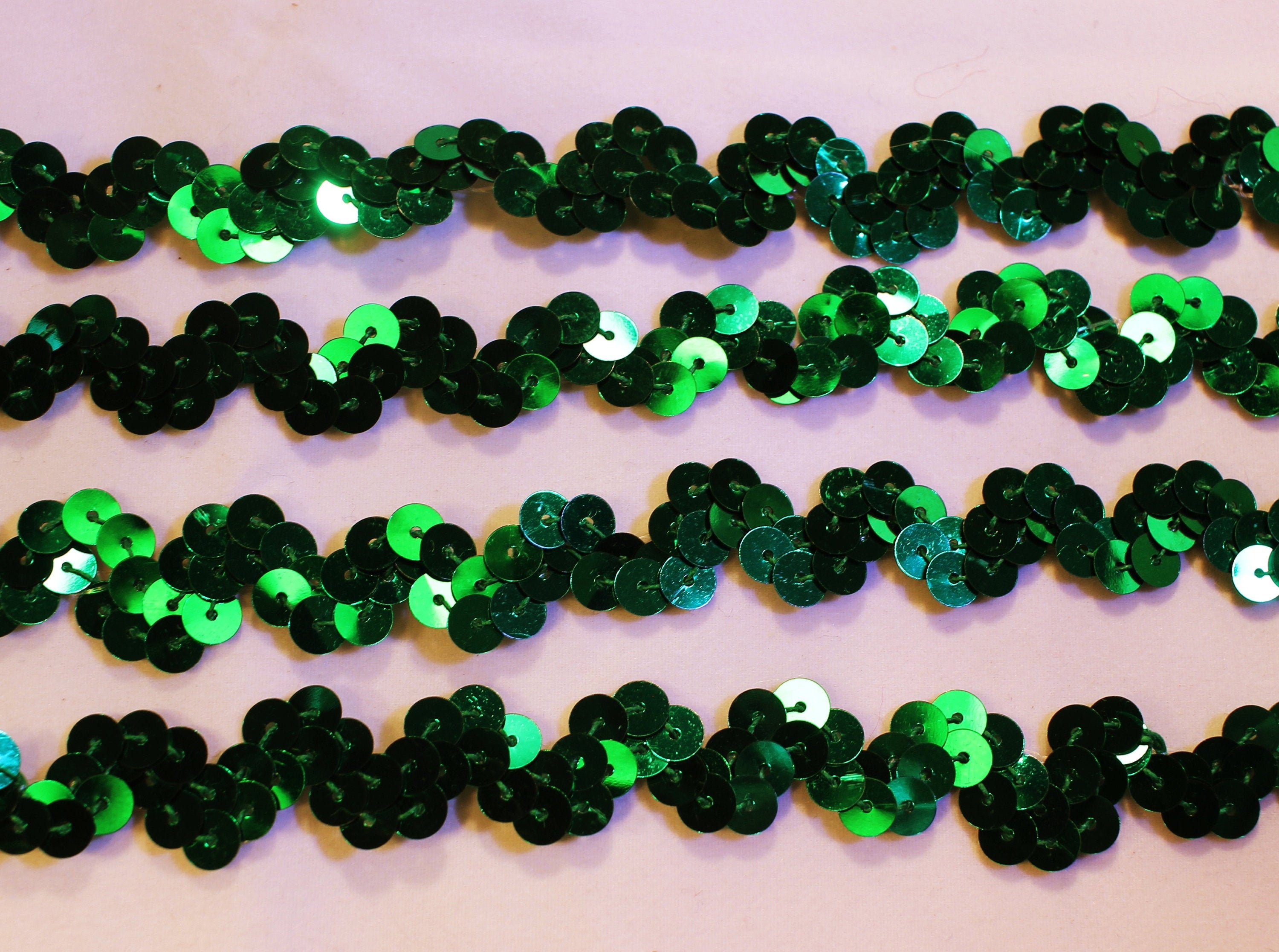 Emerald Green Sequin Stretch Ric Rac Trim 2 Yards 5/8 Wide Etsy