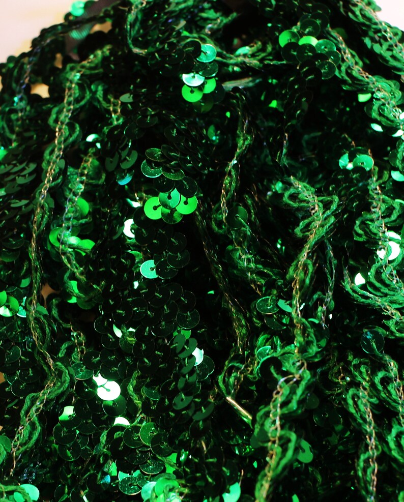 Emerald Green Sequin Stretch Ric Rac Trim 2 Yards 5/8 Wide Etsy