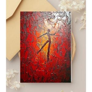 Colección Roja: Juego de 5 postales de arte melancólico / Láminas abstractas de paisajes A6 / Arte mural minimalista en rojo / Paquete de regalo de papelería de bellas artes