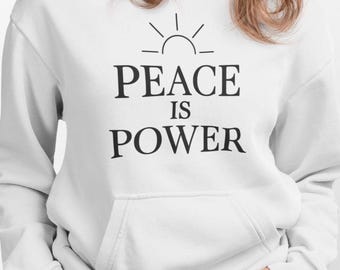 Peace Is Power Hoodie – Minimal Sun Line Art, Cozy Unisex Fleece (S–3XL)
