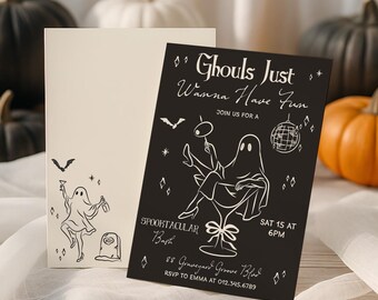 Ghouls Night Out Halloween Invitation: Spooktacular Girls Night Costume Party (Editable Digital Template)