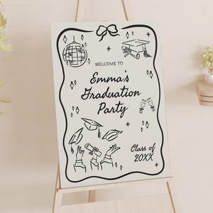 Hand Drawn Graduation Welcome Sign Template, Graduation Party Poster High School Grad Sign, Graduation Signage Graduation sign decoration G1