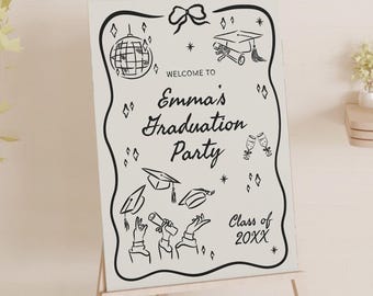 Hand Drawn Graduation Welcome Sign Template, Graduation Party Poster High School Grad Sign, Graduation Signage Graduation sign decoration G1