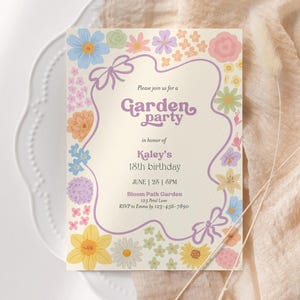 Wildflower Birthday Invitation, Garden Party Invite, Girl’s 18th Birthday, Girl Flower Birthday Party Invite, Floral Spring Flowers, Daisy image 1