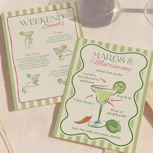 Margs and Matrimony Bachelorette Itinerary Template, Editable Tequila Bachelorette, Final Fiesta Bach Girls Trip Itinerary Hens party invite