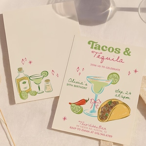 Tacos and Tequila Party Invitation, Tacos & Tequila Invite, Margaritas and Tacos, Girl&#39;s Night Invite Fiesta Cocktail Party, Birthday invite